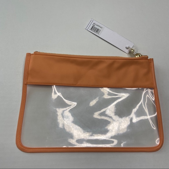 NWT STONEY CLOVER LANE Clear Flat Pouch Peach - Picture 3 of 4